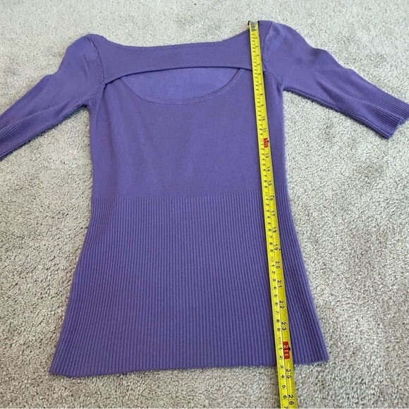 URBAN behaviour light purple 3/4 sleeve keyhole peephole knit sweater Sz M - Picture 6 of 7